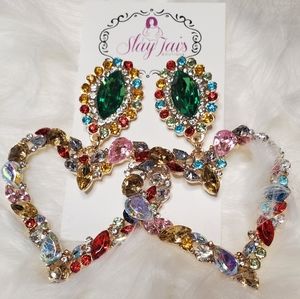 Heart-shaped Retro Rhinestone Earrings